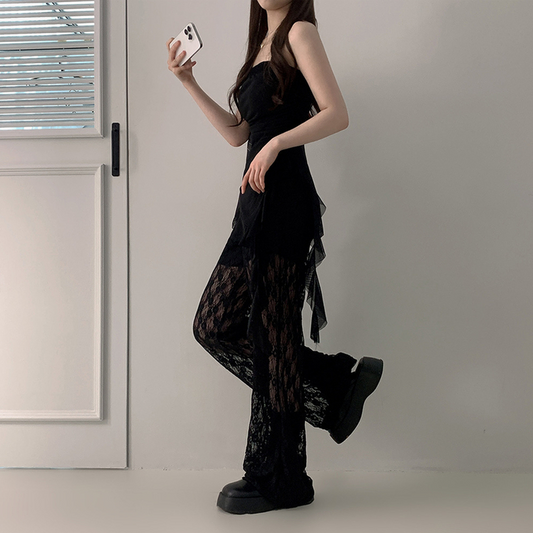 超獨特!!♡︎蕾絲半透闊腳長褲