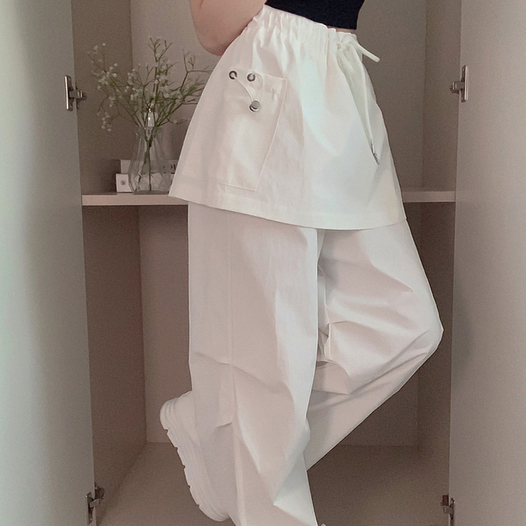 尼龍工裝層疊式裙褲
