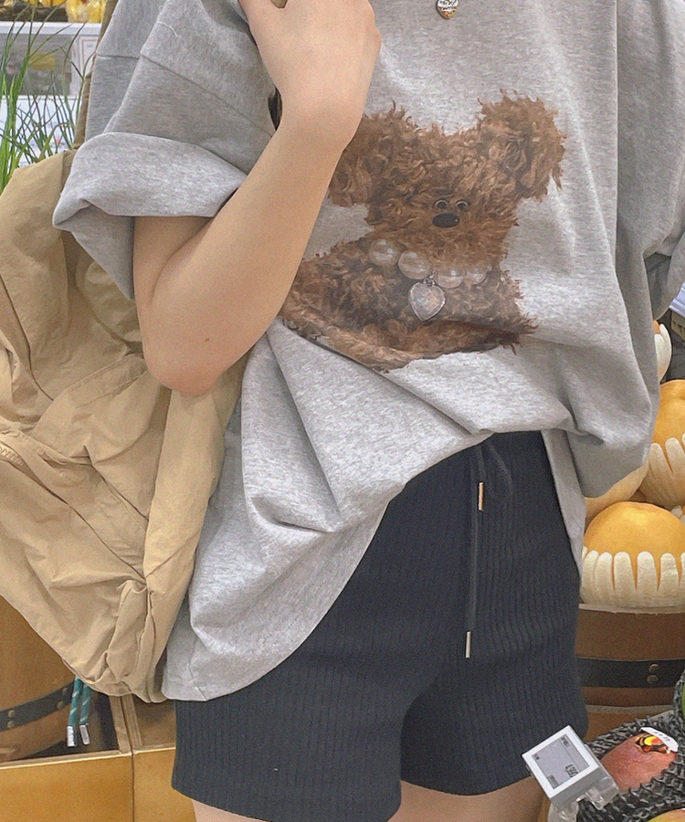 可愛珍珠鍊狗狗tee