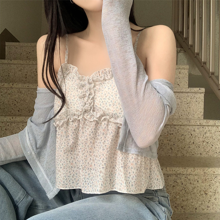 碎花連pad背心+外套Set