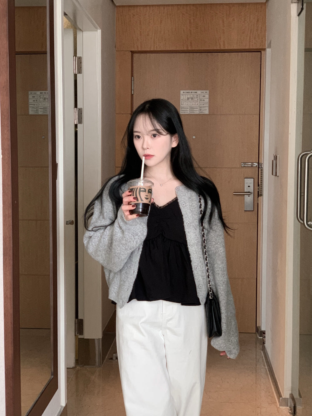 花邊抓皺傘型小背心