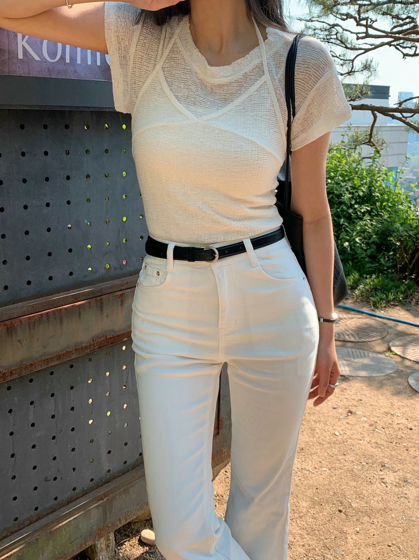 夏日舒服透薄掛頸上衣