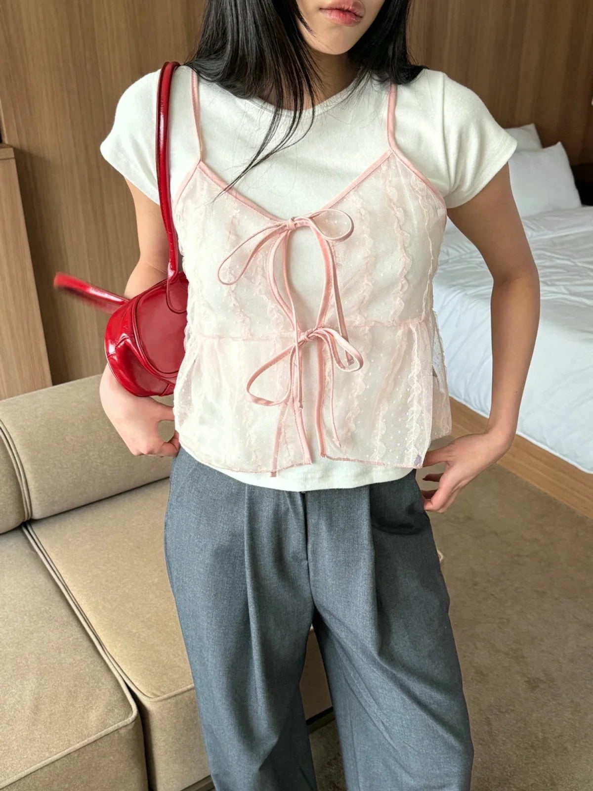 一秒心動💗蕾絲雙綁帶外搭