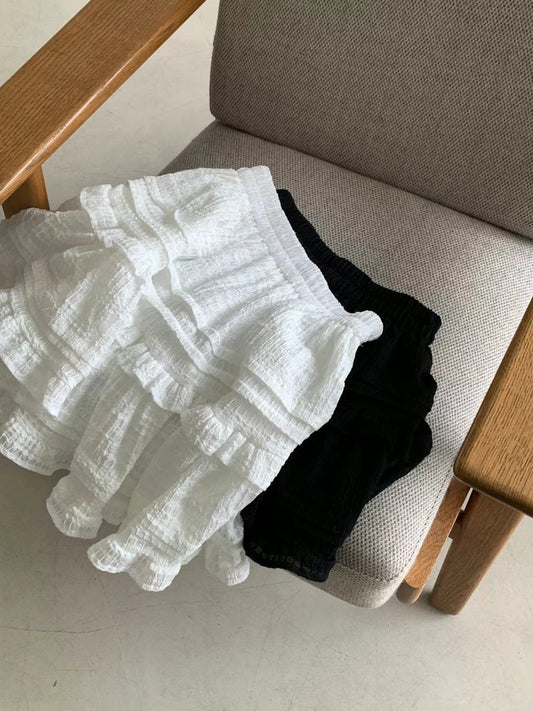 窩夫格紋花邊蛋糕短裙