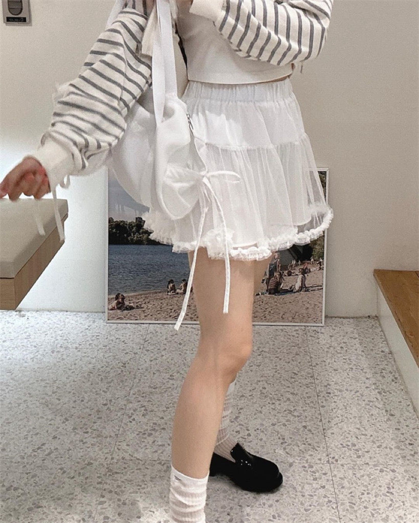 極心動⸜❤︎⸝花邊透紗短裙