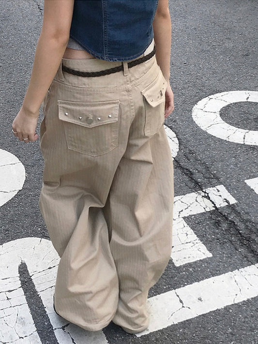 韓系型格Style!暗紋鉚釘闊褲