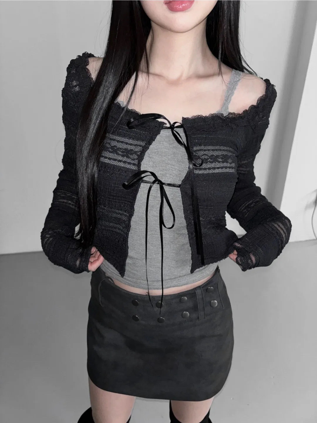 純慾styleꕤ!蕾絲綁帶外套