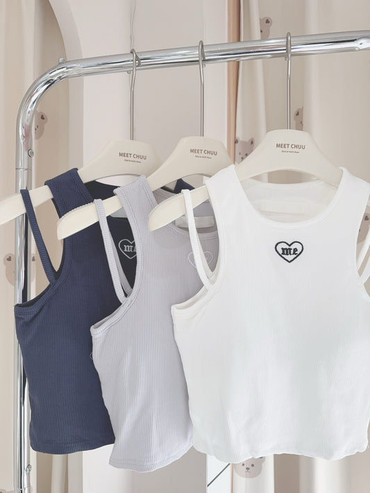 心心刺繡連PAD背心