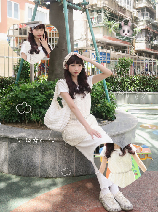 韓系溫柔造型!!超美縷空罩裙