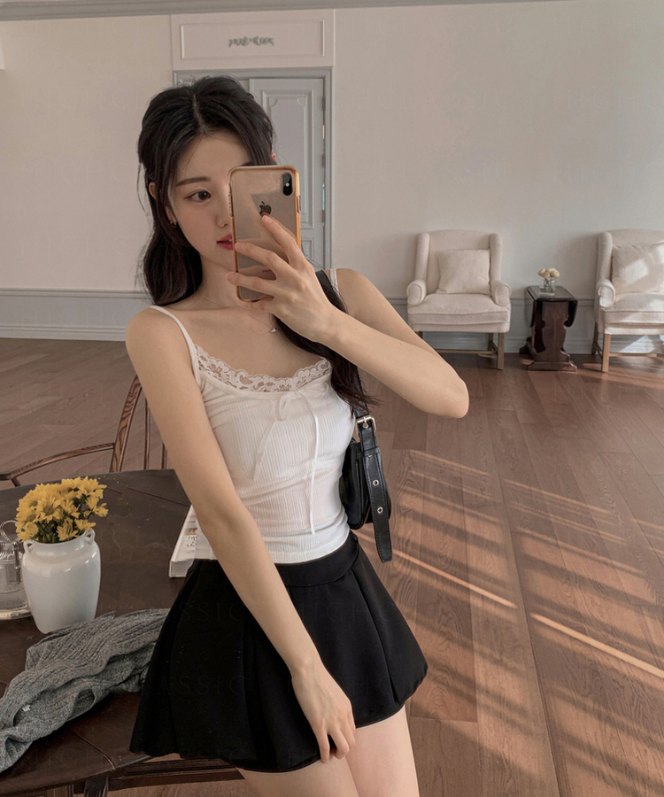 蕾絲層疊蝴蝶結bra top