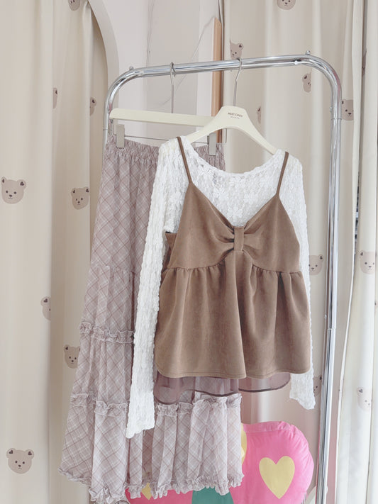 扭結麂皮質感莎邊背心🎀!