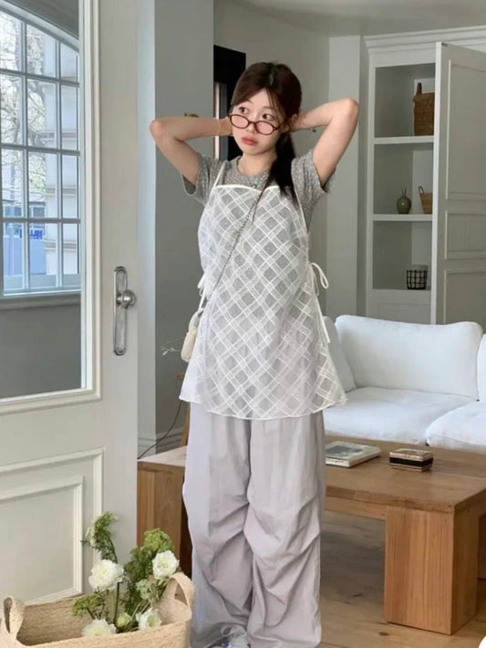 杏兒pick🪻菱格透視側抽繩Ops