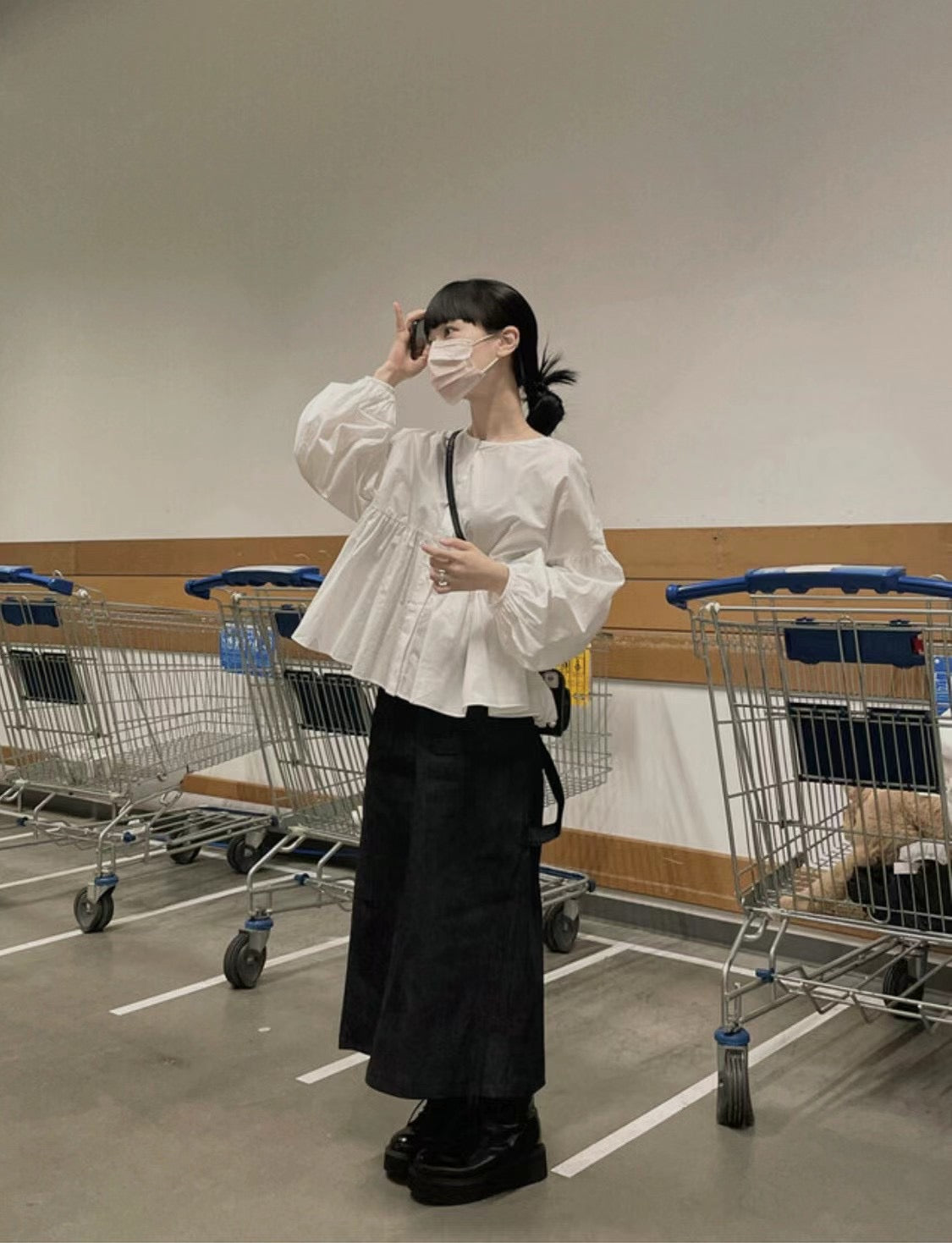 圓領娃娃款淨色襯衫