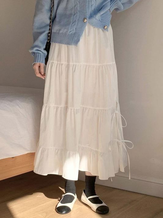 橡筋腰側開叉綁帶傘裙