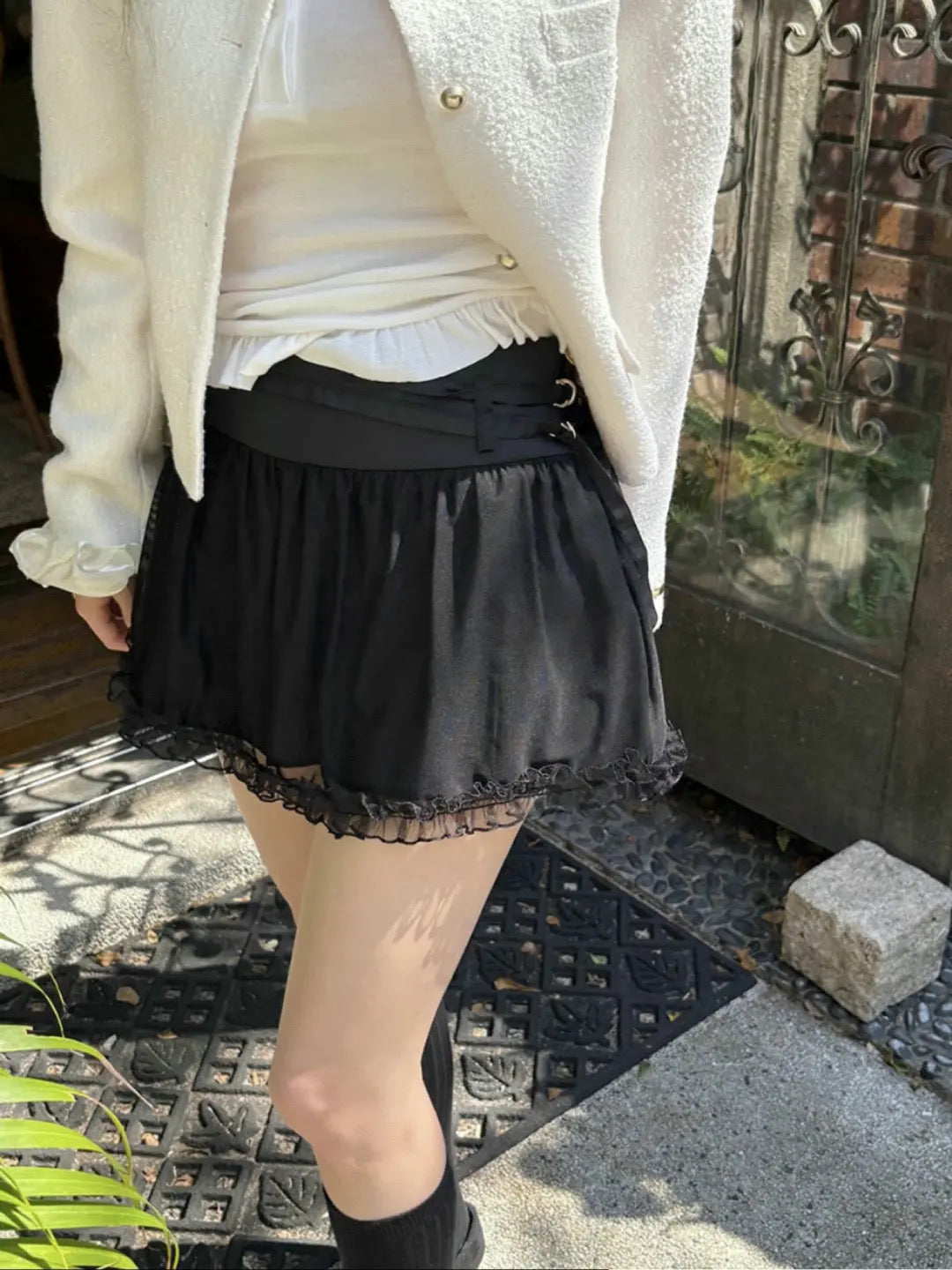 甜美蕾絲鬆緊腰短裙