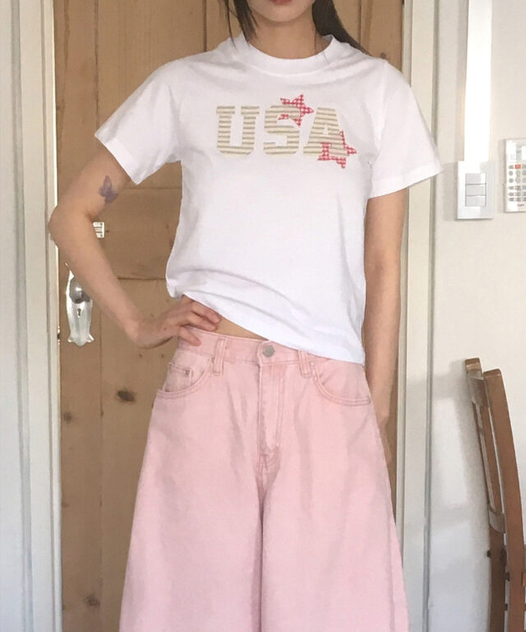 USA復古布貼短袖tee