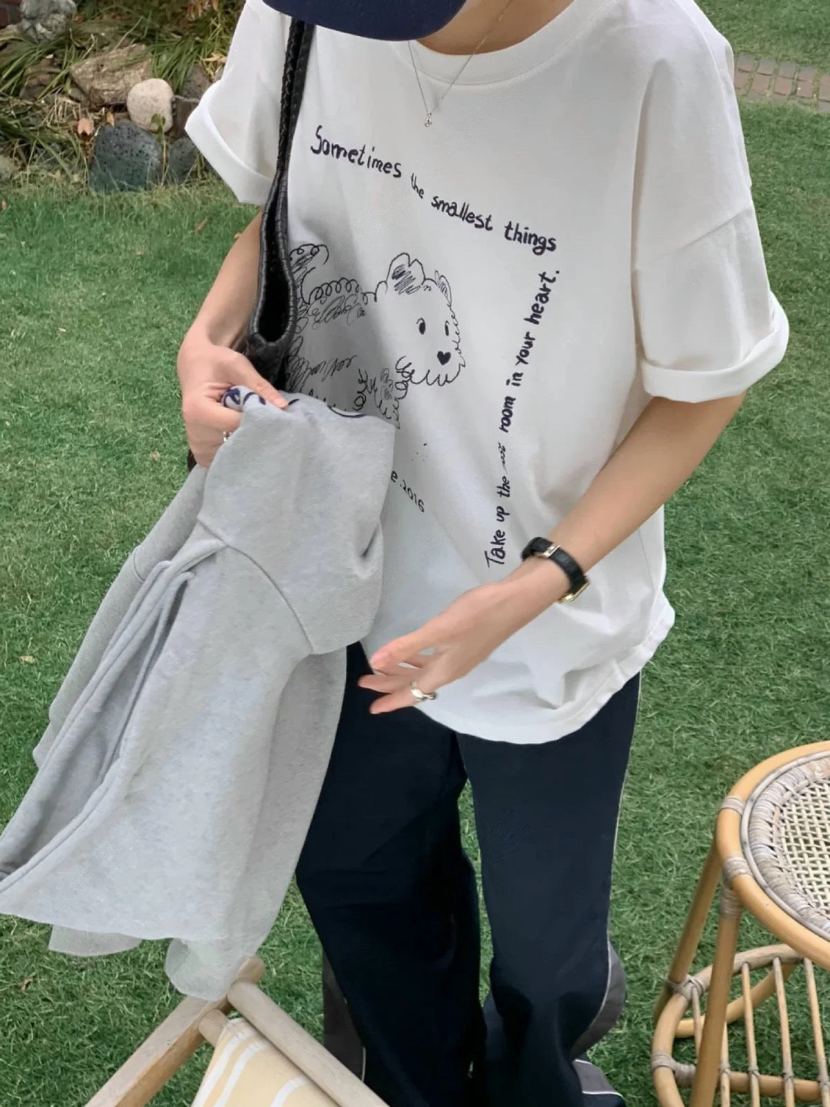 Q爆🐶線條狗狗Oversized tee