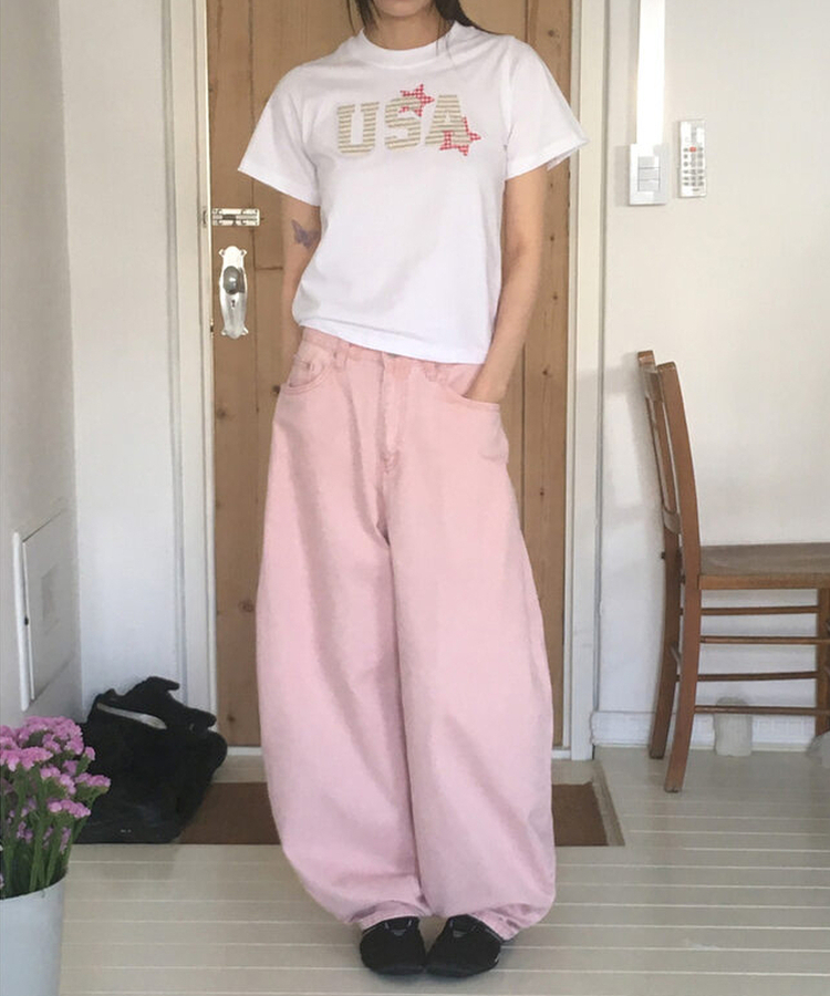 USA復古布貼短袖tee