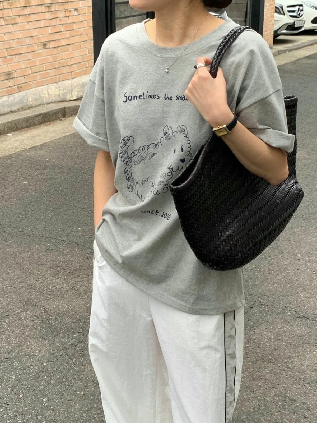 Q爆🐶線條狗狗Oversized tee