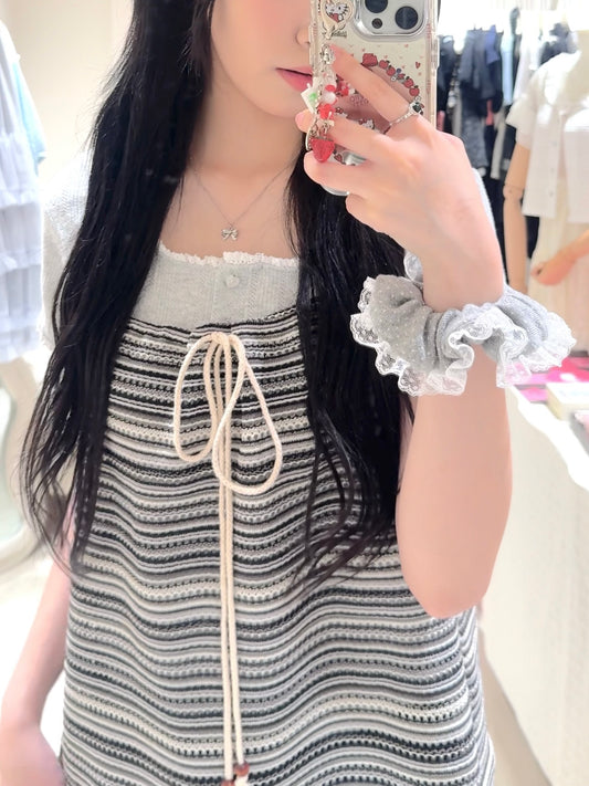 混色編織紋吊帶外搭