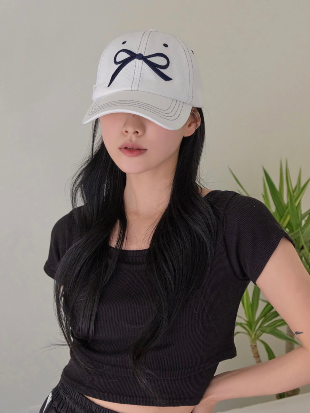 Ribbon denim stitch ballcap