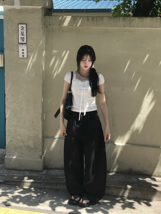 DEVELOP🇰🇷碎花蝴蝶結彎刀褲