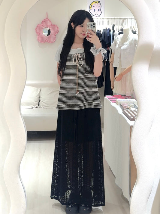 混色編織紋吊帶外搭