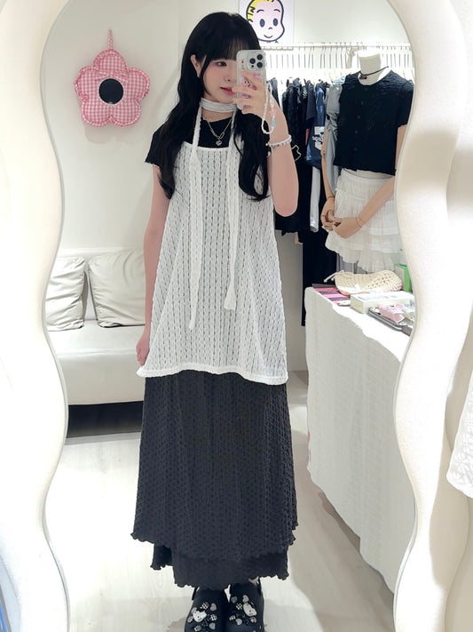 【新品推薦】縷空花紋罩裙套裝