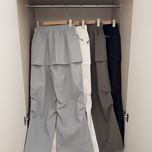 尼龍工裝層疊式裙褲