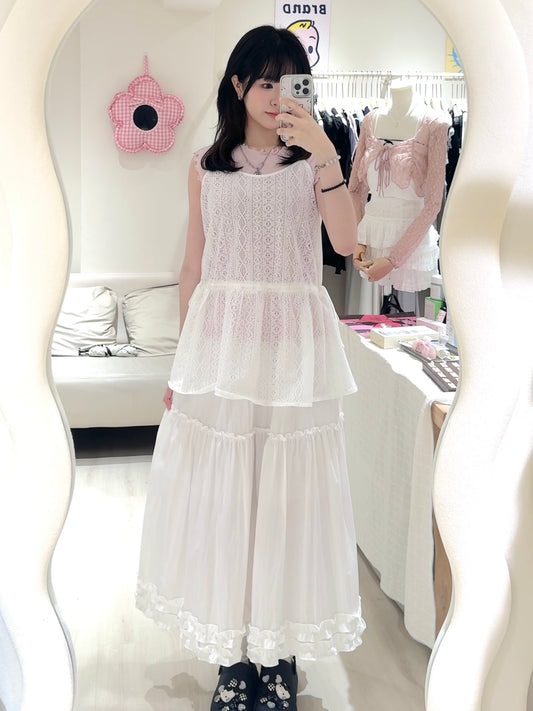 重工縷空背心配蛋糕裙套裝