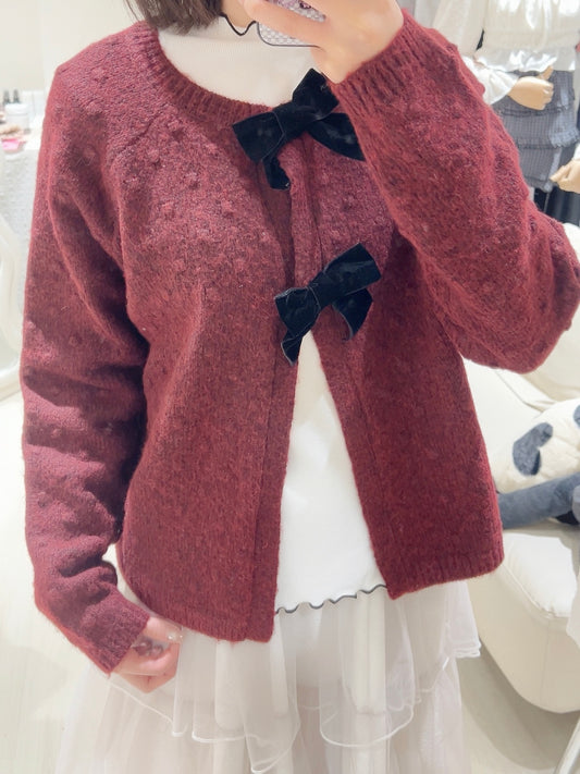 聖誕vibe🎄酒紅色針織開衫套裝