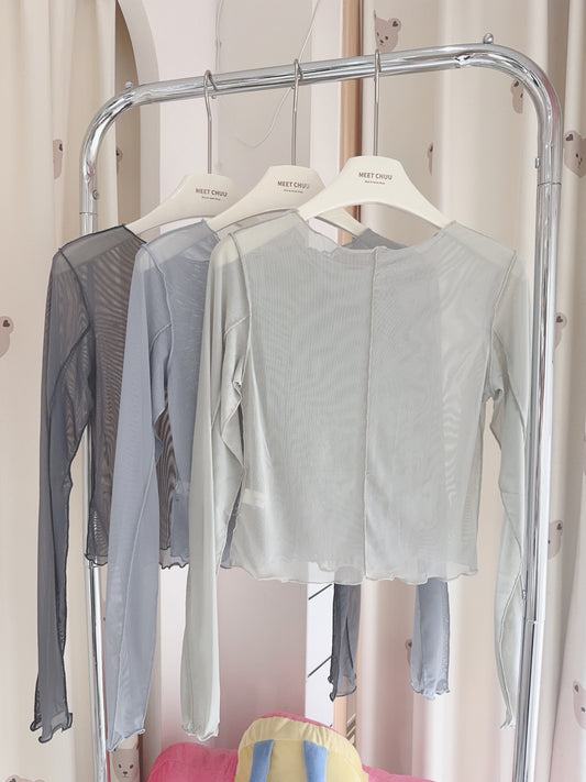 Ruffle邊車線內搭Tee