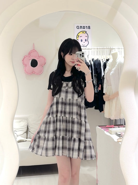 娃娃拼色蛋糕連身裙