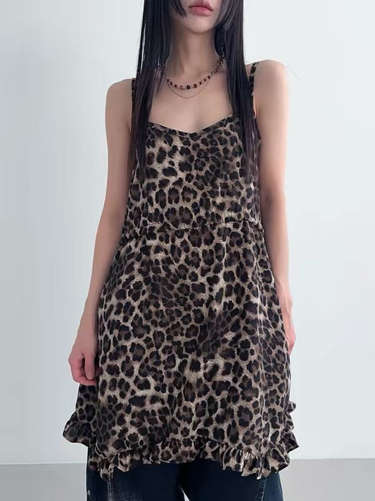 豹紋疊穿吊帶裙🐆甜酷必入