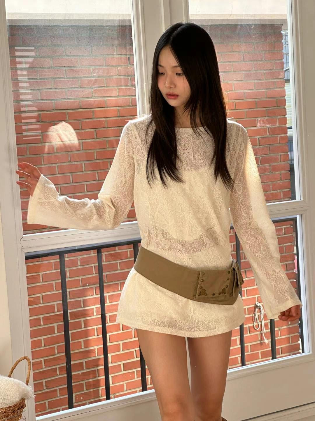 前後面穿❤︎︎蝴蝶暗紋寬鬆罩衫