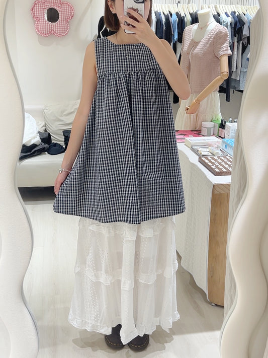日系格紋娃娃背心裙