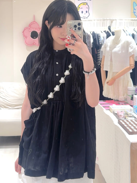 森系波點鈕扣落肩上衣