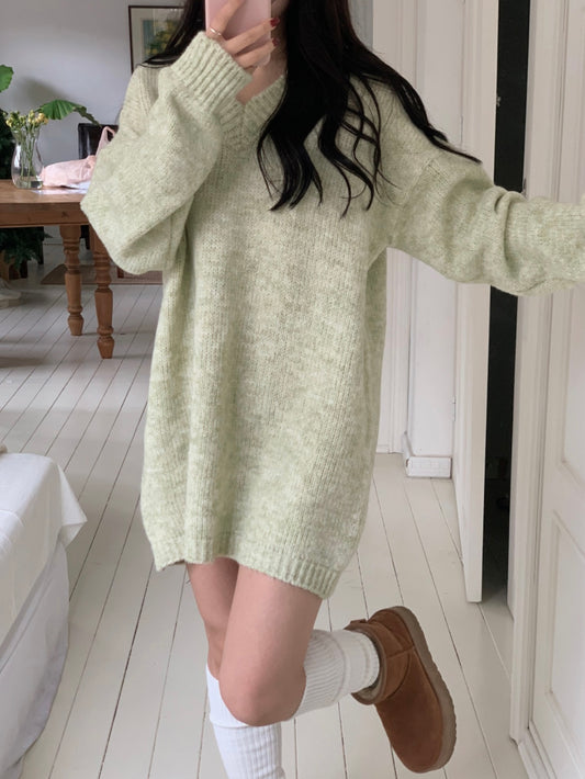 混色V領軟糯針織ops