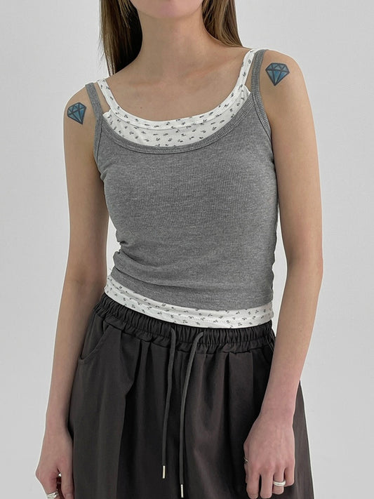 假兩件碎花bra top