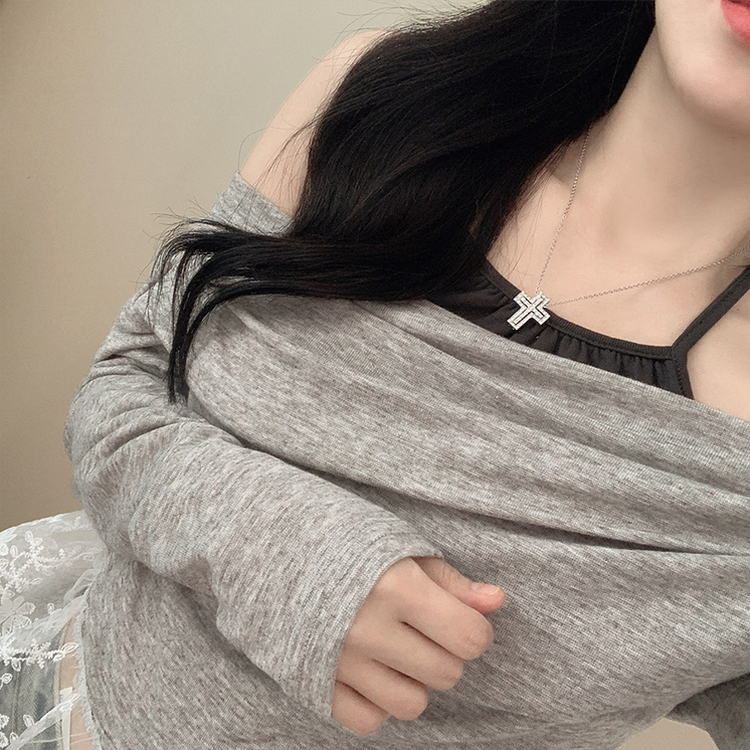 蕾絲層疊掛頸長tee