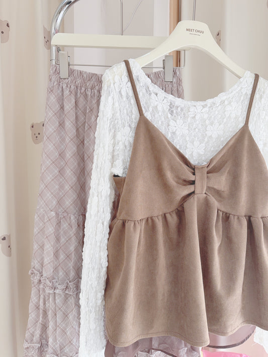 扭結麂皮質感莎邊背心🎀!