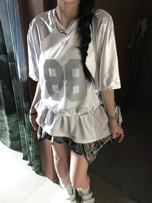 ✌︎光澤感~滑滑拼色字母波衫