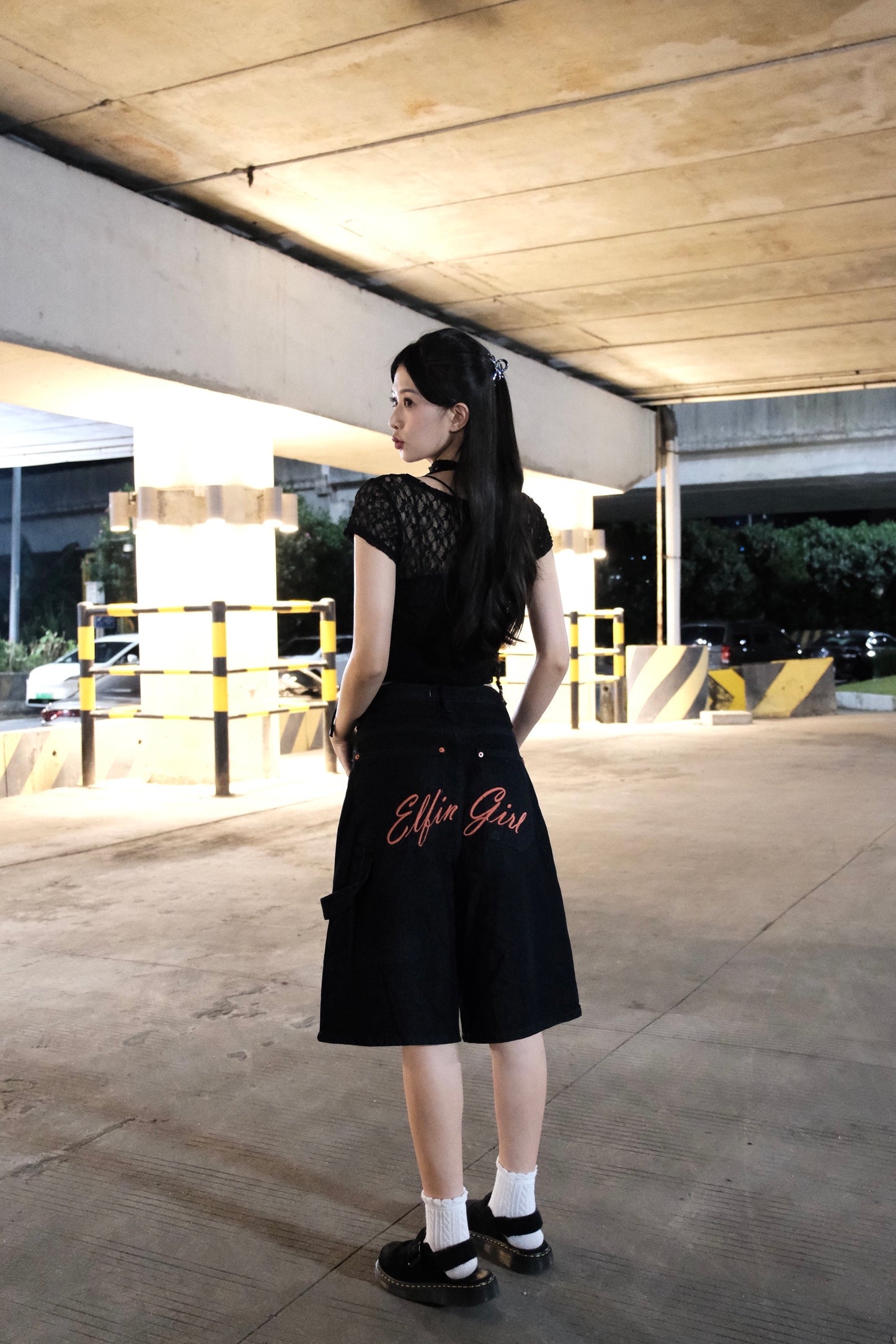 Elfin girls紅色刺繡牛仔褲