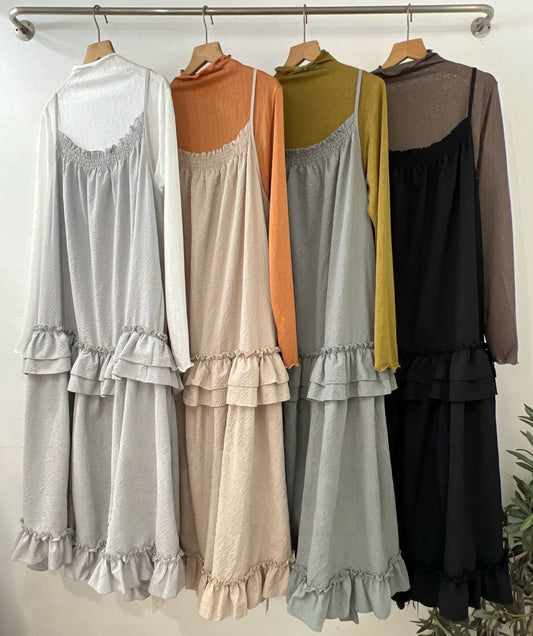 免燙皺皺蛋糕連身長裙