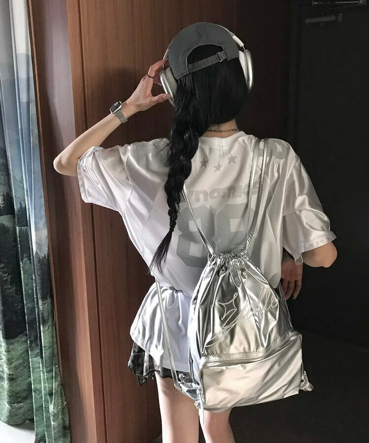 ✌︎光澤感~滑滑拼色字母波衫