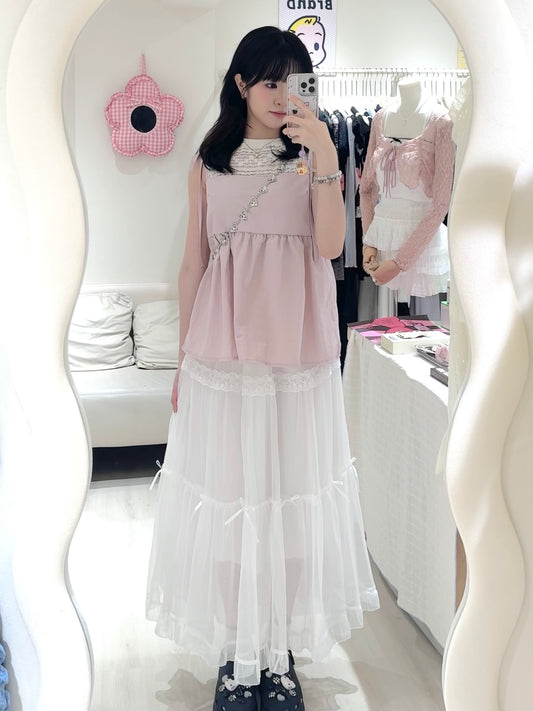 索索料後綁帶背心+長裙套裝