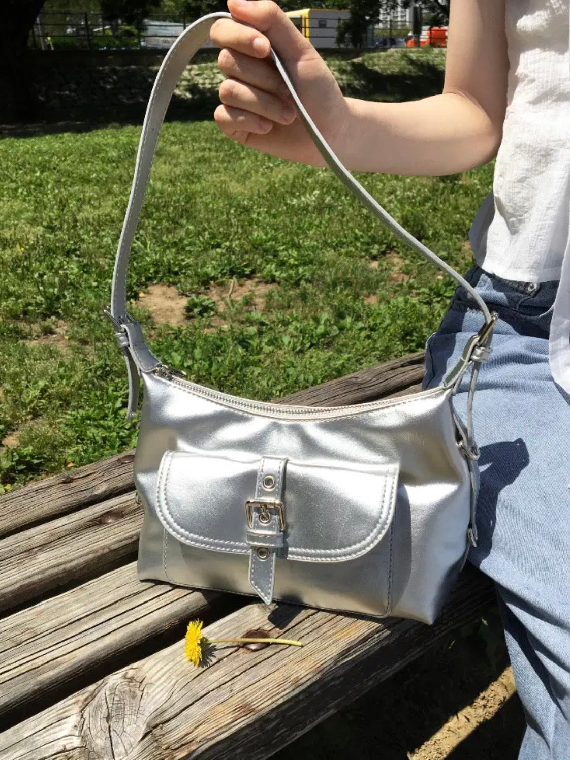 Buckle pocket shoulder-bag