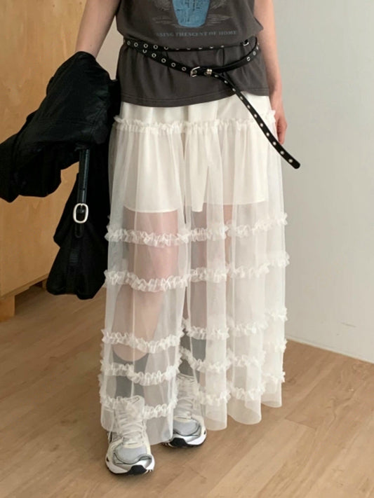 半透莎莎蛋糕長裙