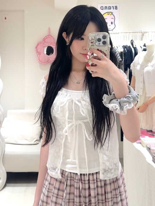 粉色格紋拼色蛋糕長裙