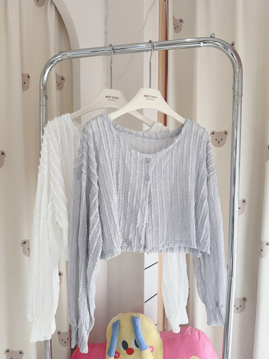 波浪花邊紋泡泡袖外套